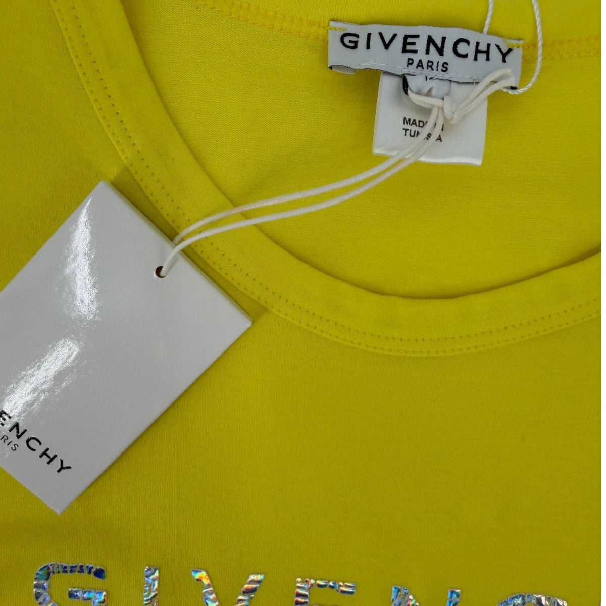 Givenchy Kids Yellow Logo Crew Neck Short Sleeve T-Shirt