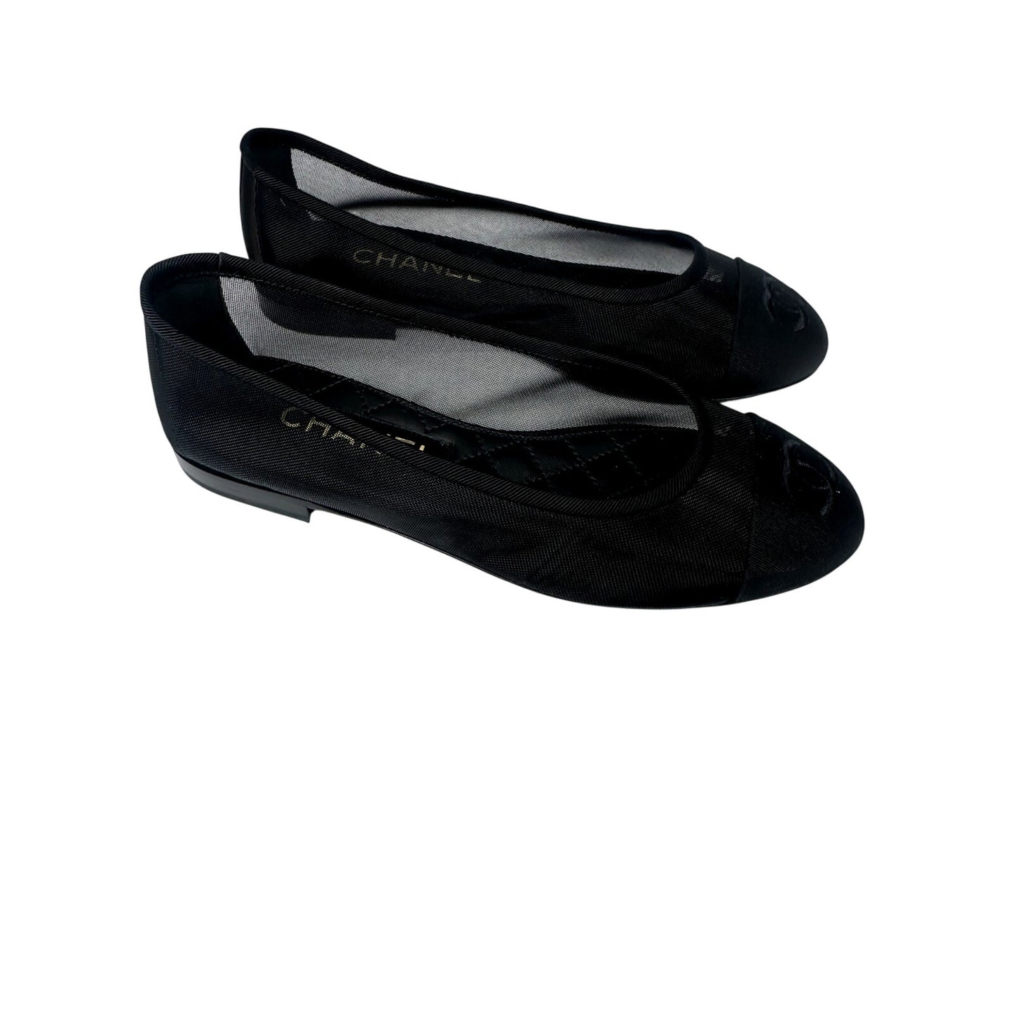 Chanel Mesh Interlocking CC Logo Ballet Flats