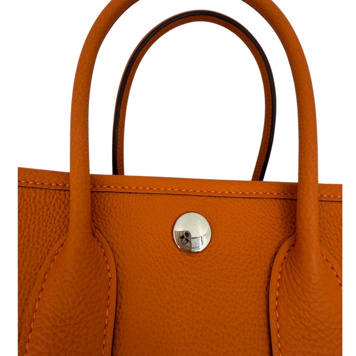 Hermès Garden Party 30 Orange Negonda Leather Palladium Hardware Bag