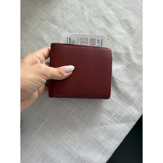 Burberry Burgundy Grained Leather Bifold Wallet