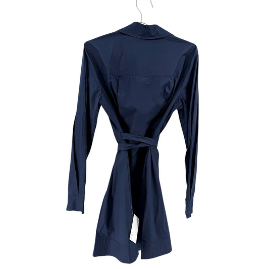 Derek Lam 10 Crosby Navy Cotton Tie Waist Shirt Dress Midnight NWT Size 10
