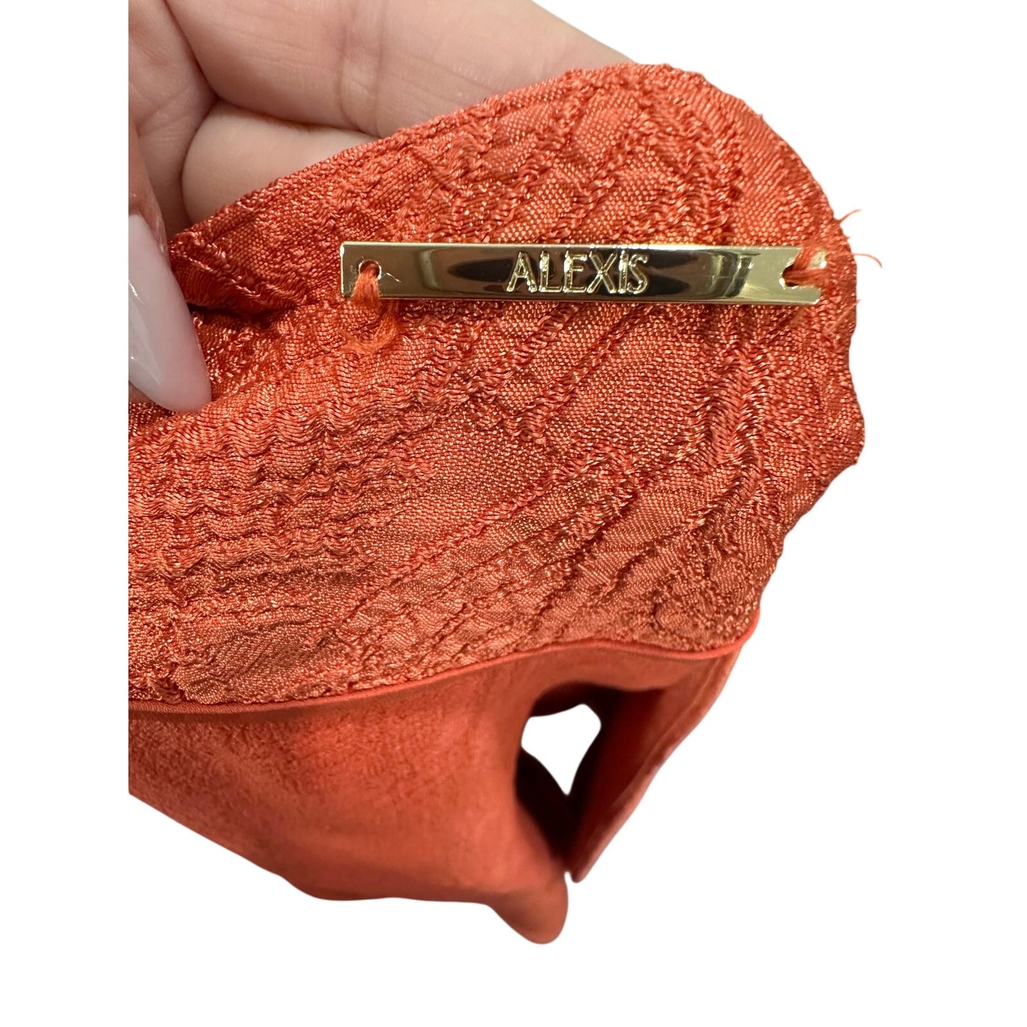 Alexis Marsci Brocade Belted Wrap Mini Dress Orange Women's Size M