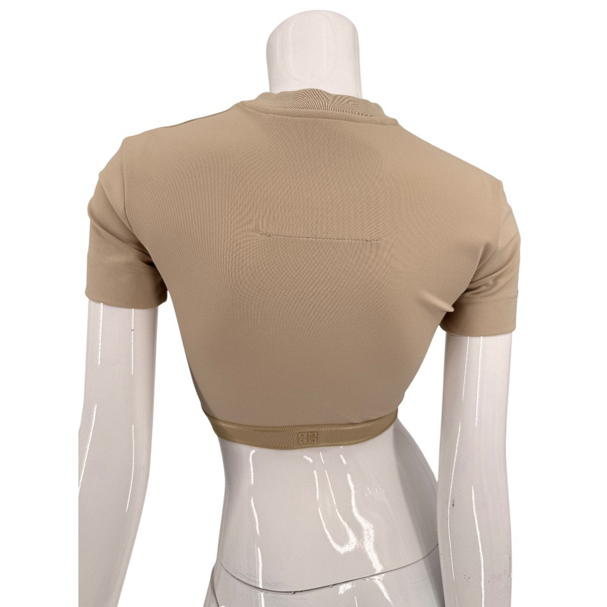 Givenchy Logo Band Crew Neck Short Sleeve Crop Top Beige Women's Size XS