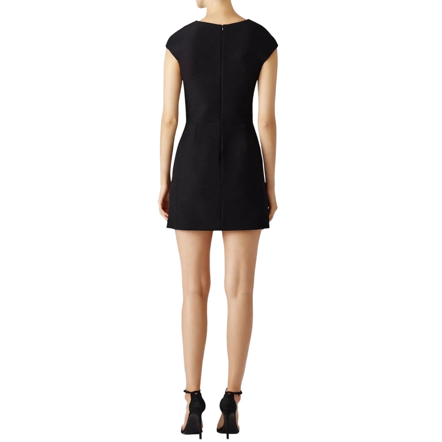 Vince Inverted Pleat V-Neck Sheath Mini Dress Black Crepe Women's Size 0 NWT