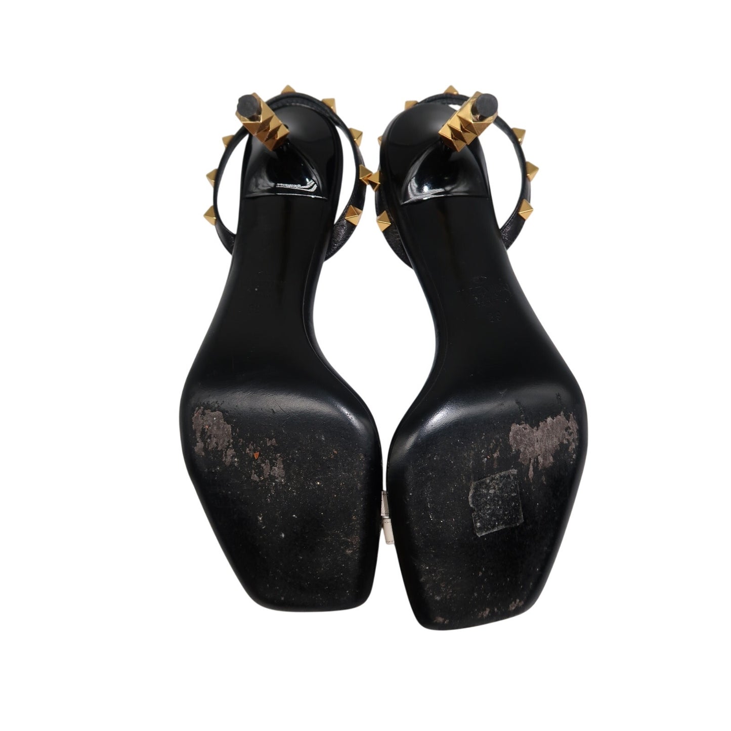 Valentino Leather Rockstud Bicolor Tower-Heel Slingback Sandals