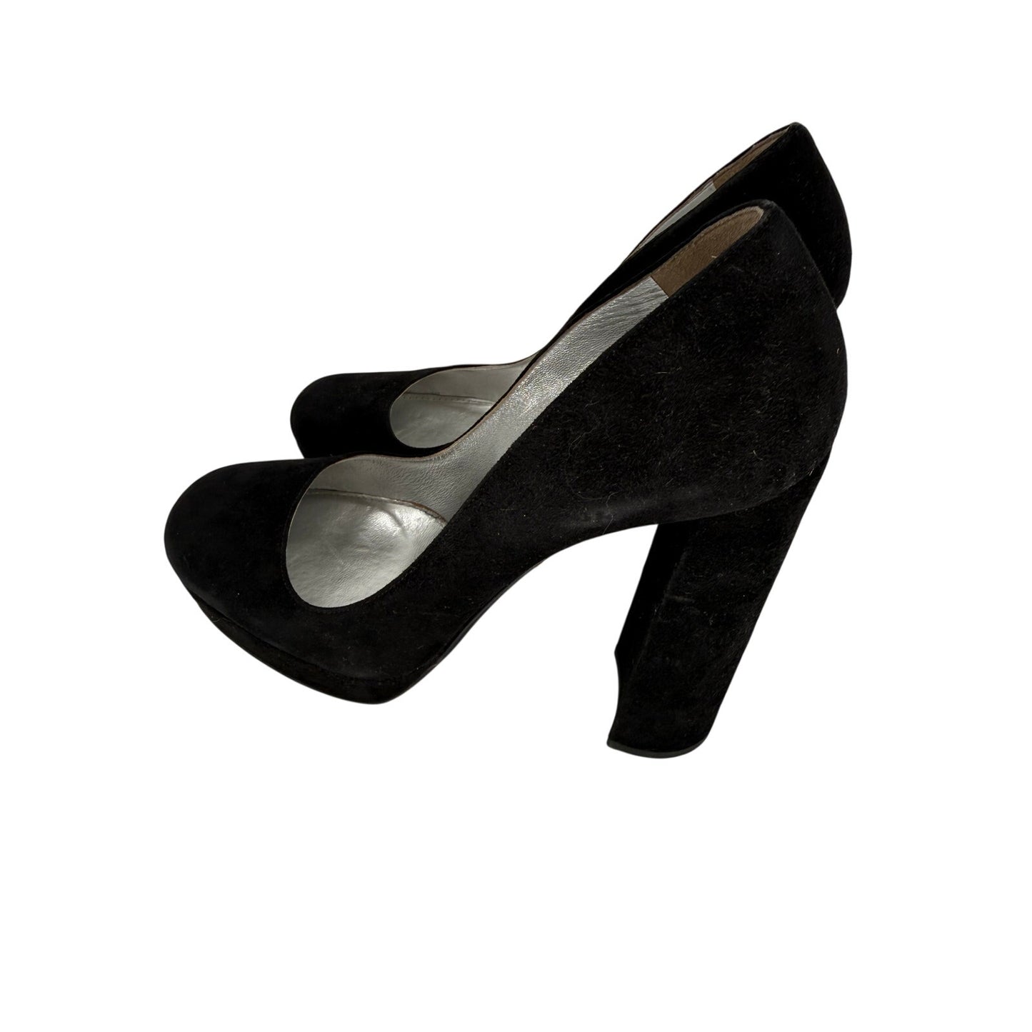 Prada Suede Camoscio Block Heel Platform Pumps