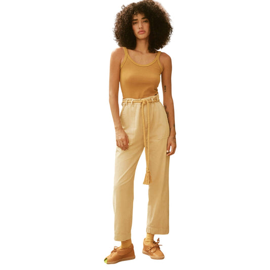 The Great Washed Safari Brown Cotton The Voyager Rope Belt Crop Pants Women's