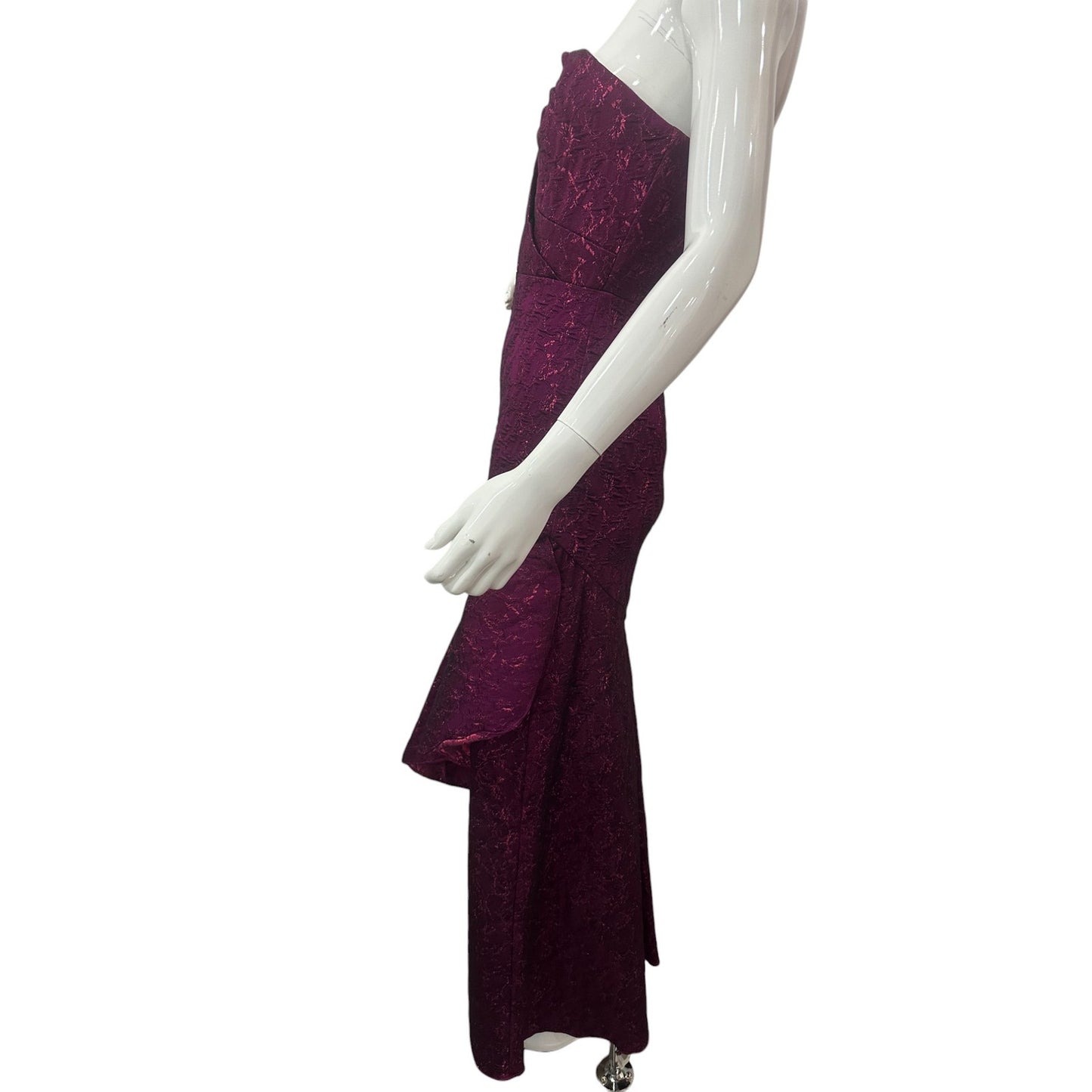 Theia Aimee Strapless Jacquard Fit and Flare Maxi Gown
