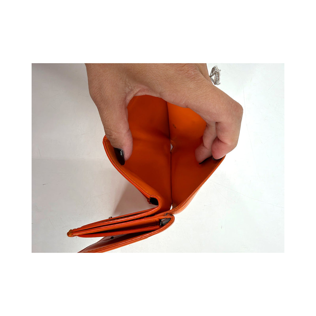 Loewe Anagram Embossed Leather Compact Wallet Orange