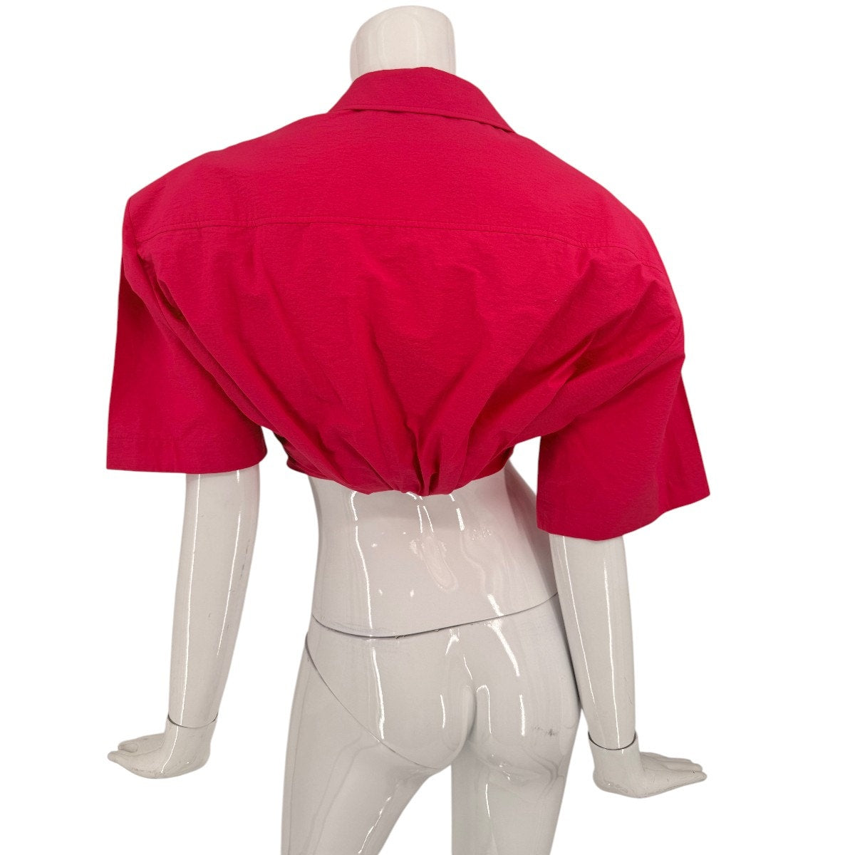 Jacquemus Cotton Blend La Chemise Ballu Cropped Shirt Pink