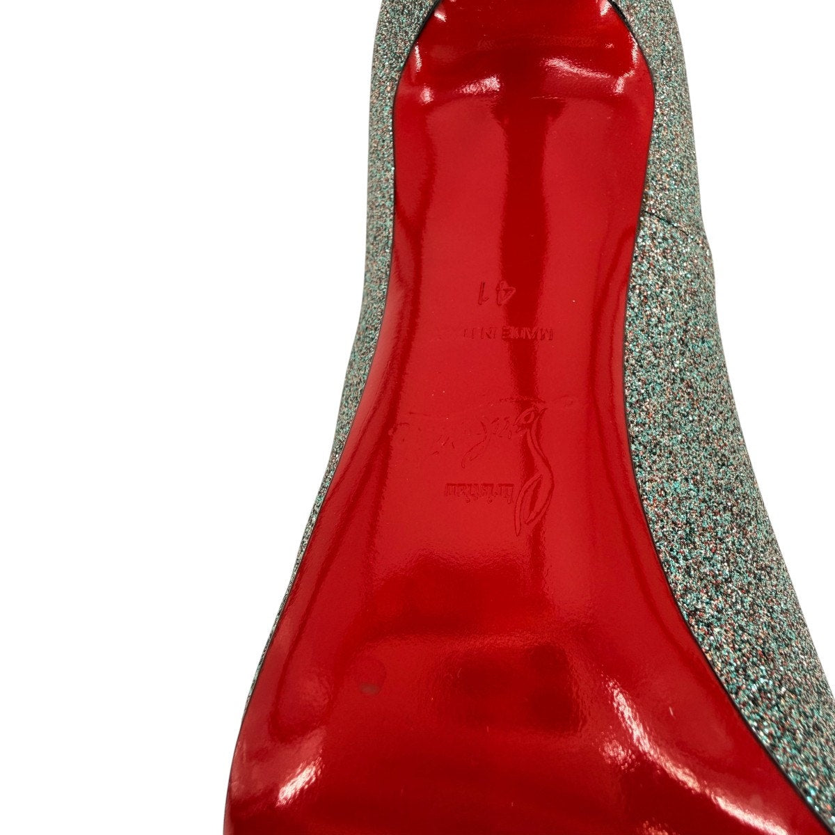Christian Louboutin Glitter So Kate Pump Heels Silver Red Size EU 41 / US 11