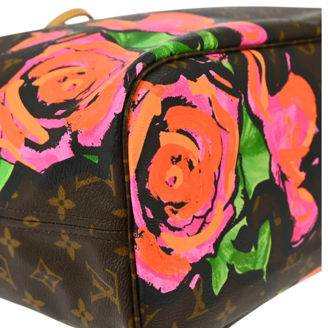 Louis Vuitton 2009 Monogram Canvas Rose Neverfull MM Shoulder Tote Bag