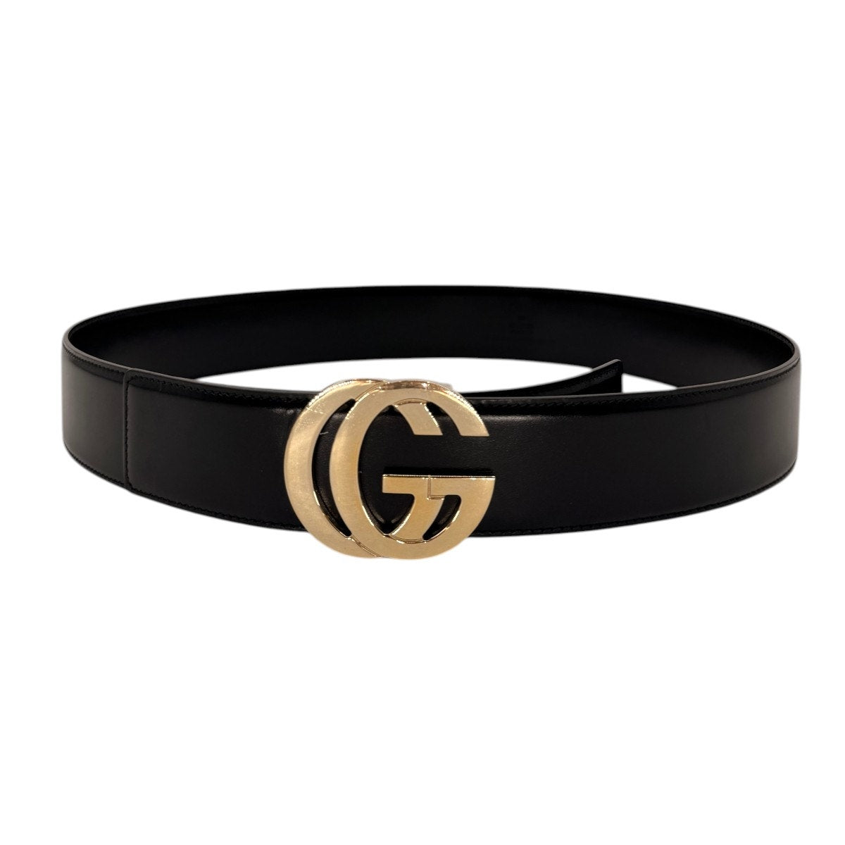 Gucci Black Leather GG Buckle Belt