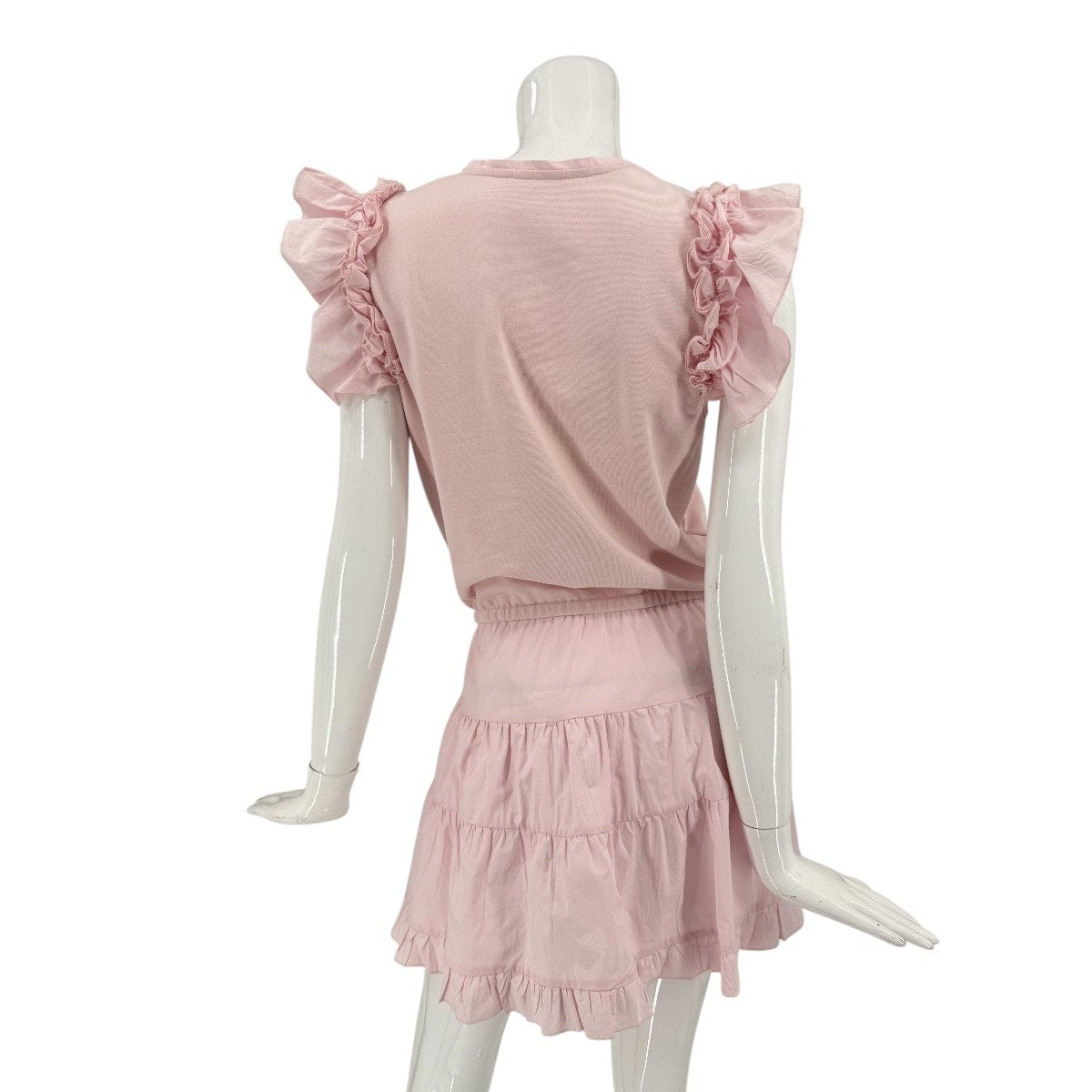 Sundays Cotton Blend Ruffle Sleeve Tiered Mini Dress