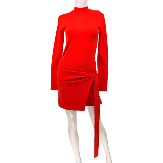 Alexis Knit Ulla Tie Front Mock Neck Long Sleeve Mini Dress