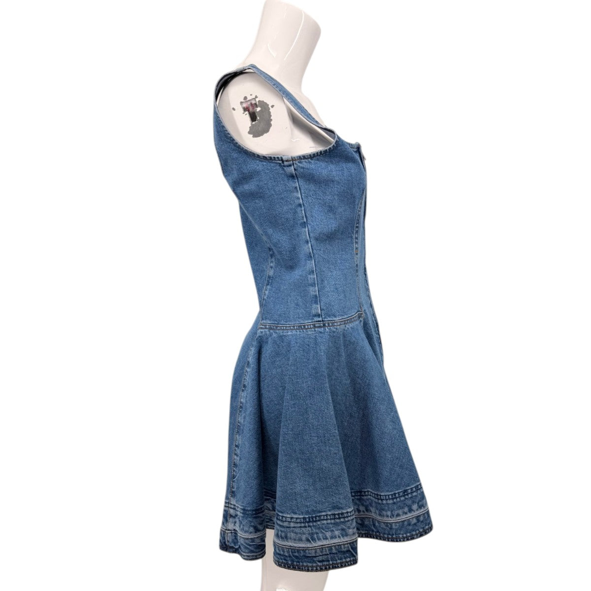 Simkhai Cotton Blend Denim Eleodra Pleated Mini Dress