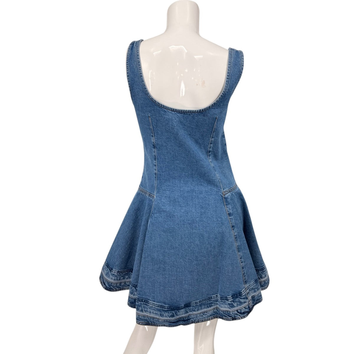Simkhai Cotton Blend Denim Eleodra Pleated Mini Dress