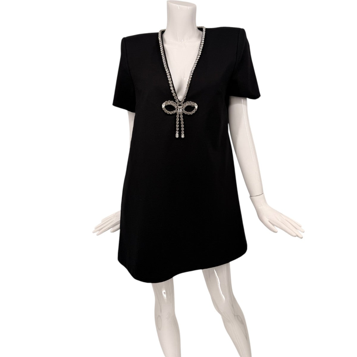 Area Crystal Bow Jersey Mini T-Shirt Dress