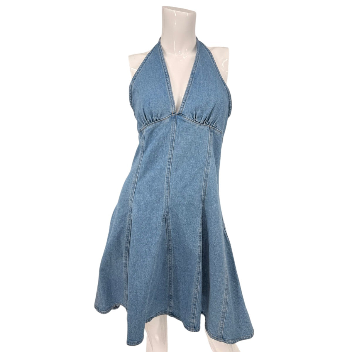 Steve Madden Cotton Blend Denim Malia Halter Skater Mini Dress