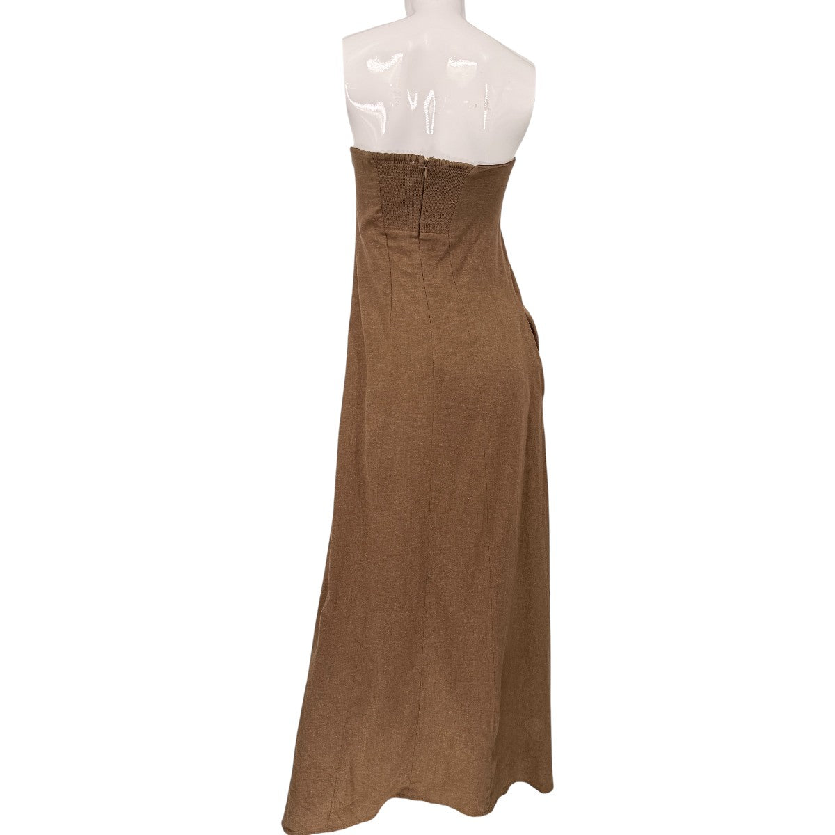 WeWoreWhat Linen Blend Strapless A-Line Maxi Dress