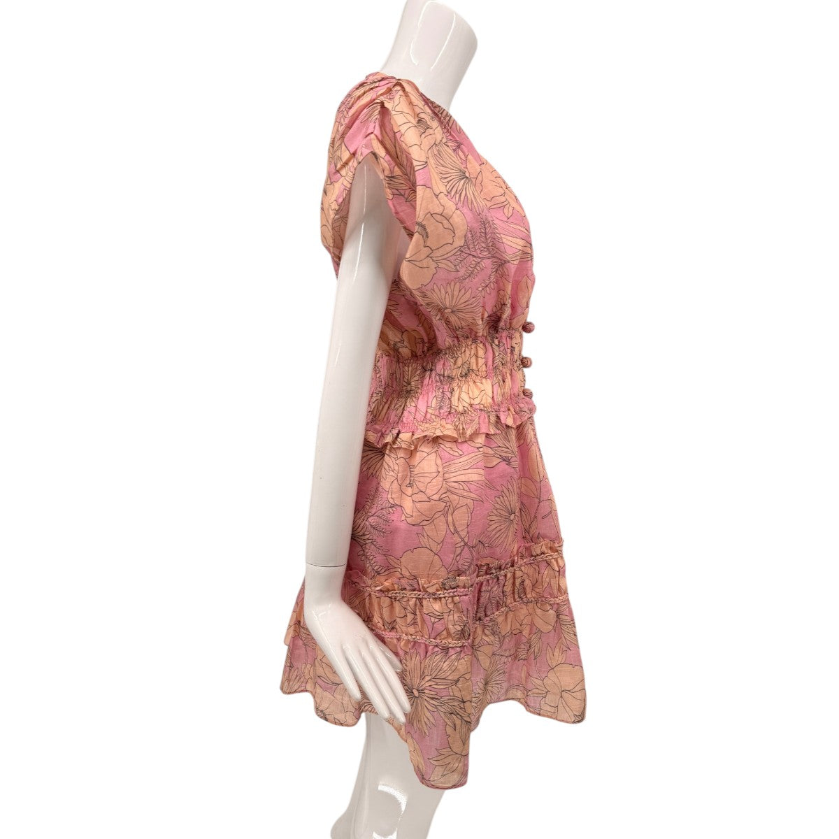 Alexis Linen Blend Ruth Floral V-Neck Mini Dress
