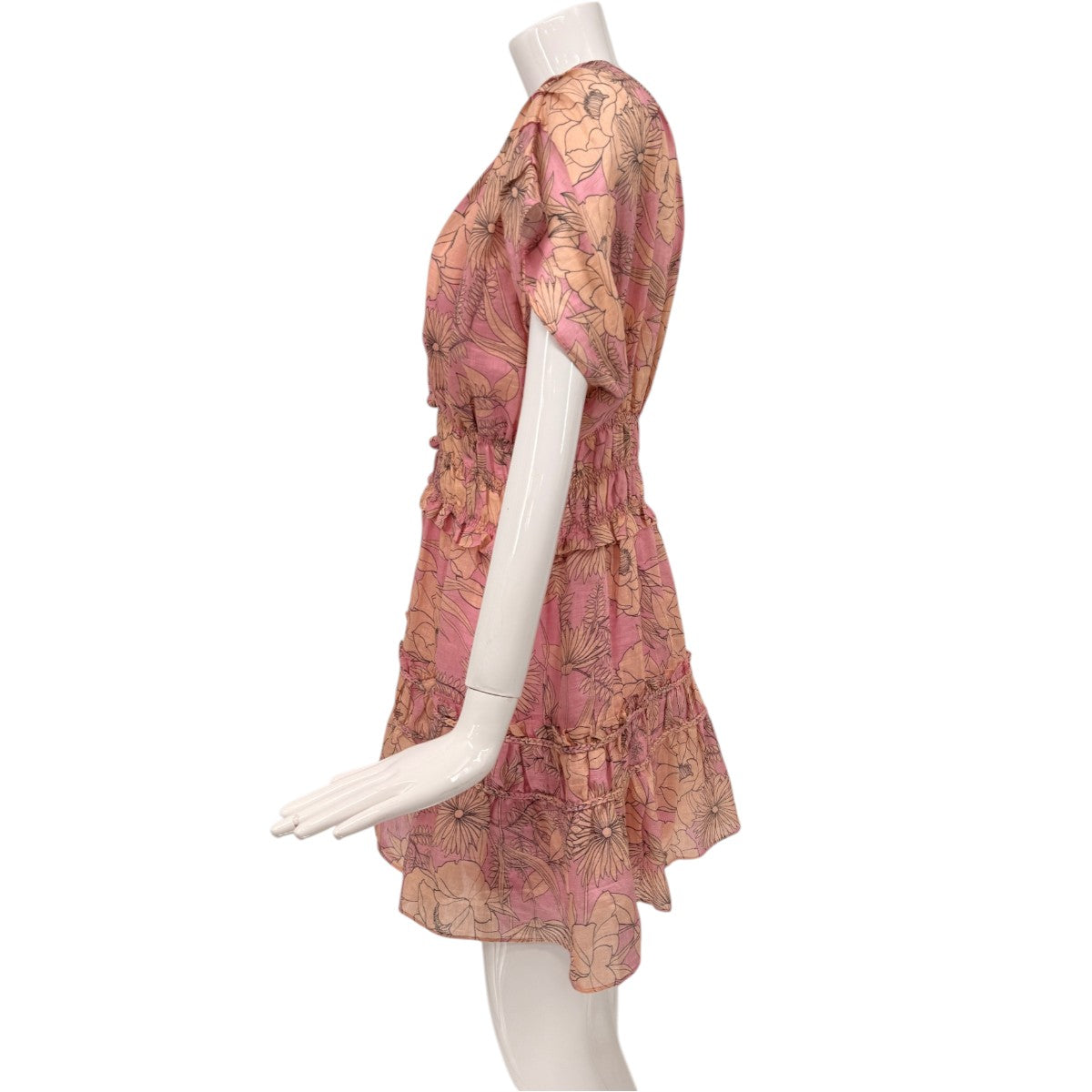 Alexis Linen Blend Ruth Floral V-Neck Mini Dress