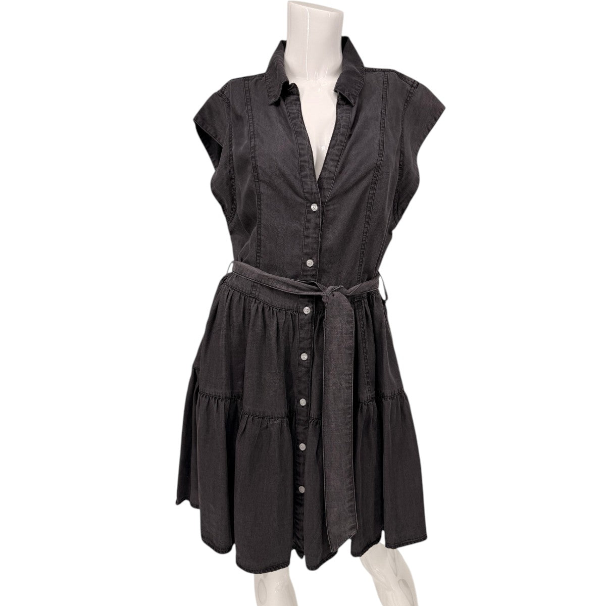 Elan Denim Chambray Collared Mini Shirt Dress