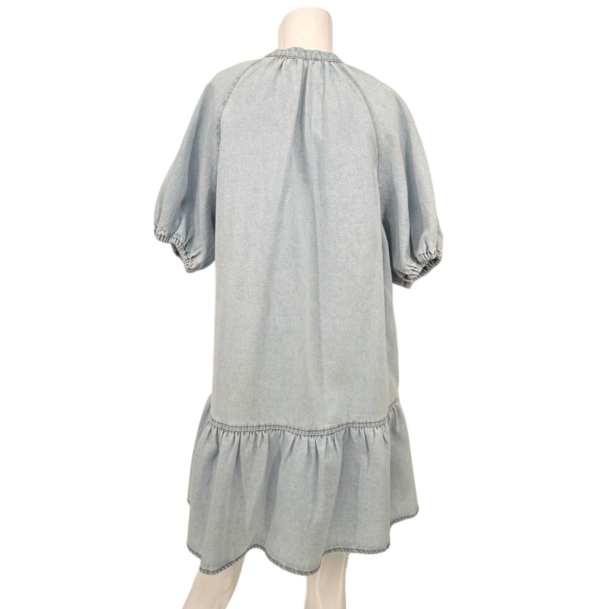 WAYF Cotton Denim Joan Button Front Mini Dress