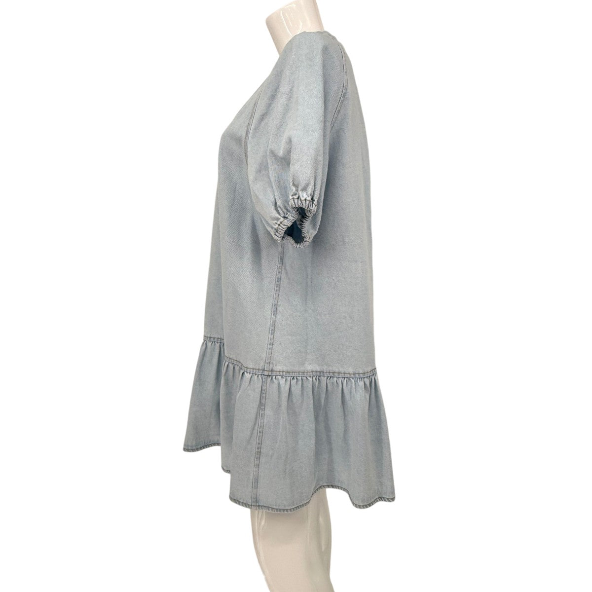 WAYF Cotton Denim Joan Button Front Mini Dress