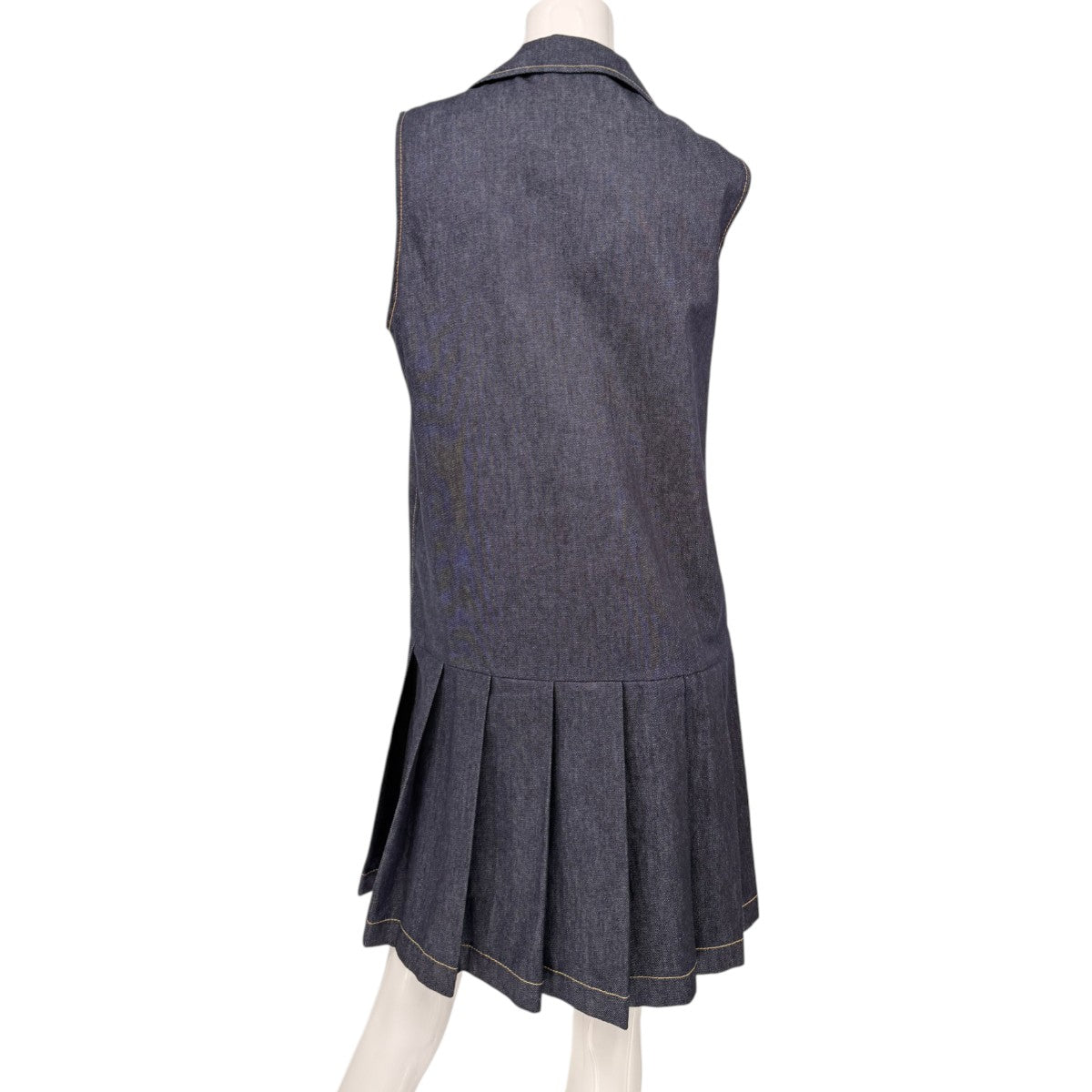 Sandro Cotton Denim Button Accent Pleated Mini Dress