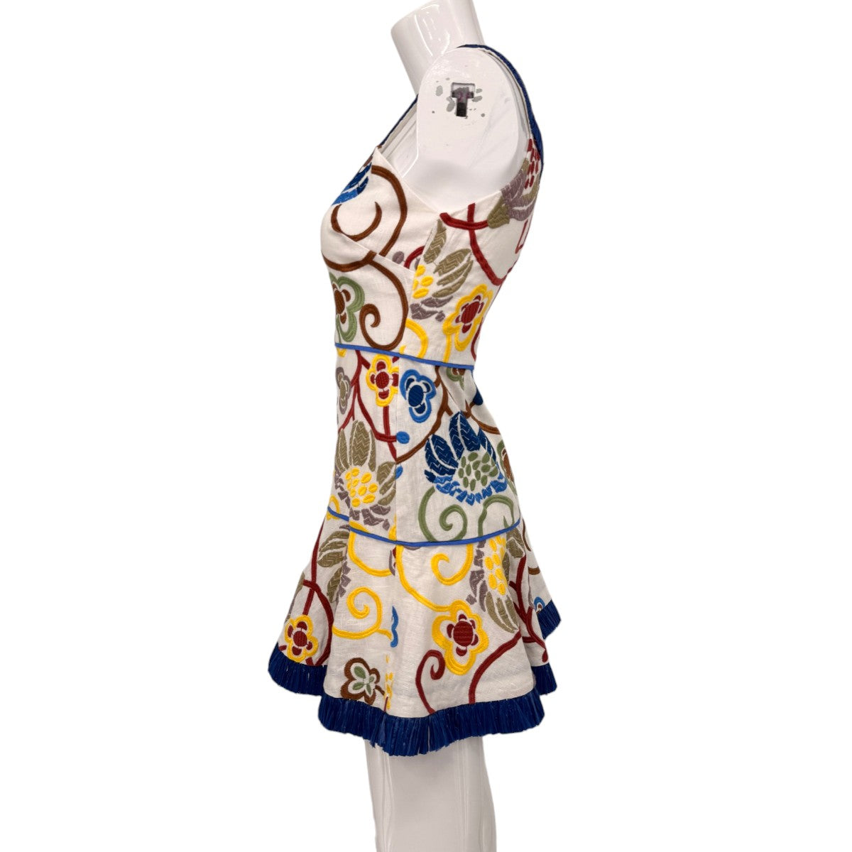 Alexis Linen Ricci Floral Embroidered Sleeveless Mini Dress