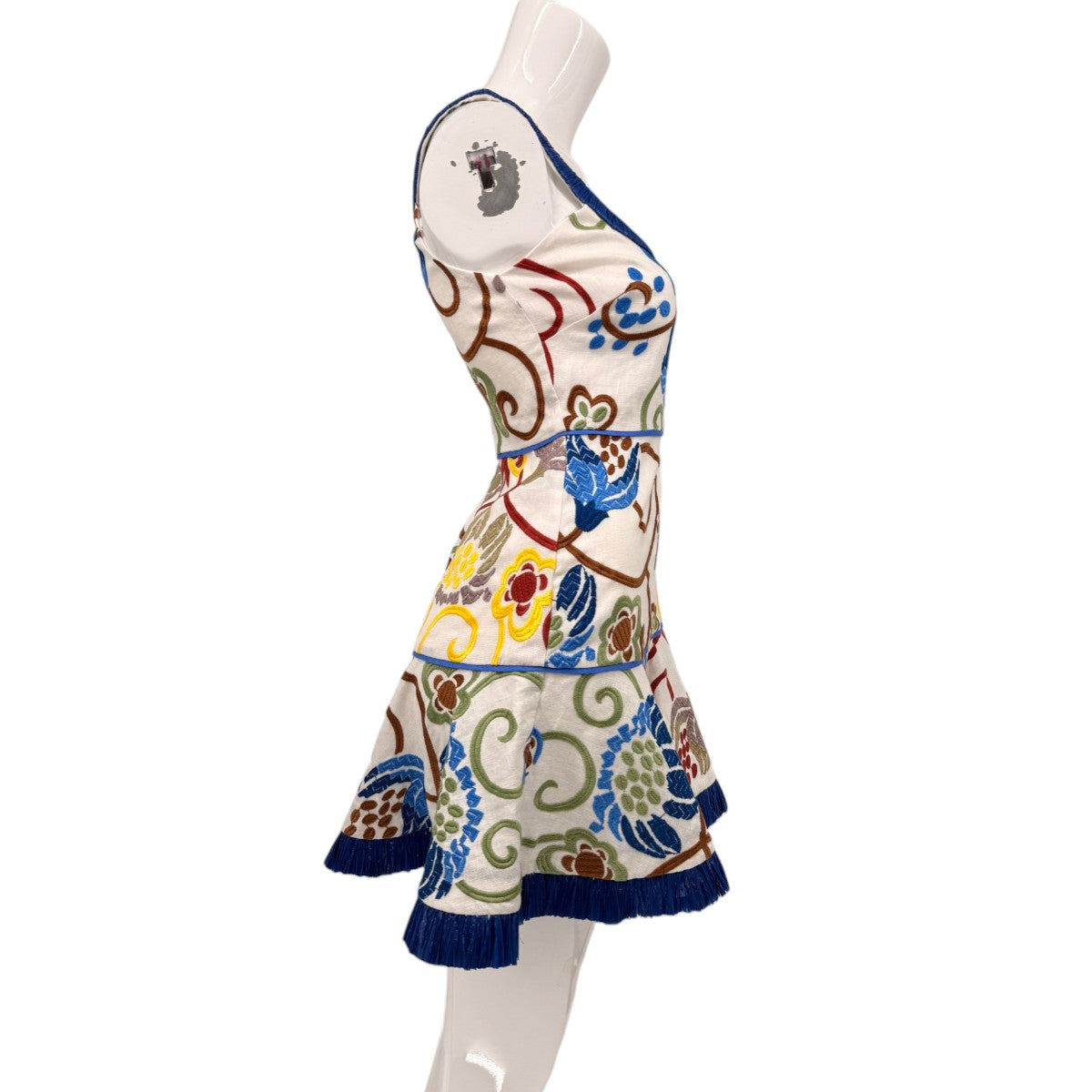 Alexis Linen Ricci Floral Embroidered Sleeveless Mini Dress