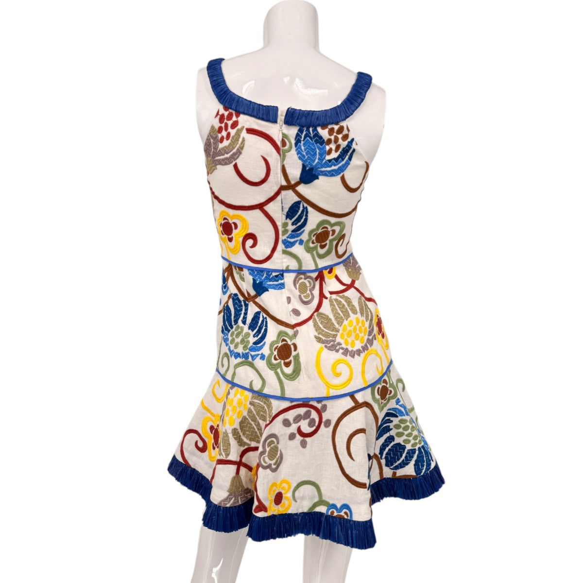 Alexis Linen Ricci Floral Embroidered Sleeveless Mini Dress