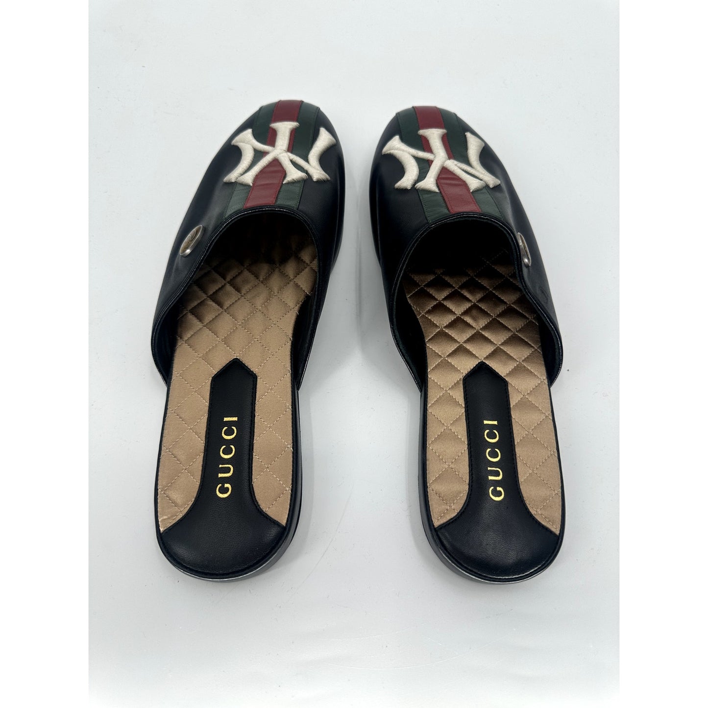 Gucci X NY Yankees Leather Logo Slip-On Slipper Mules
