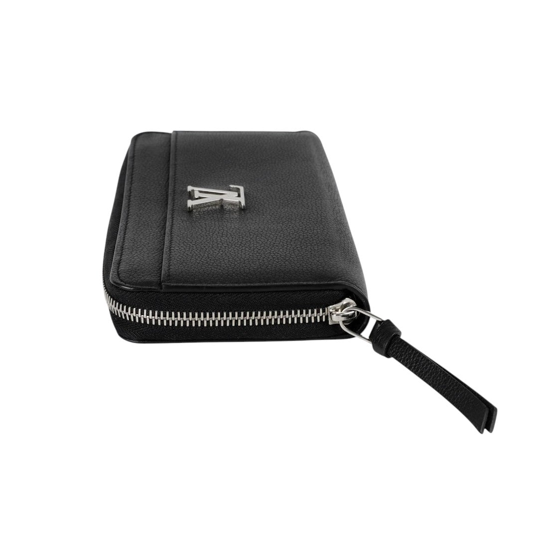 Louis Vuitton Calfskin Leather Logo Accent Zippy Lock Me Long Wallet Black