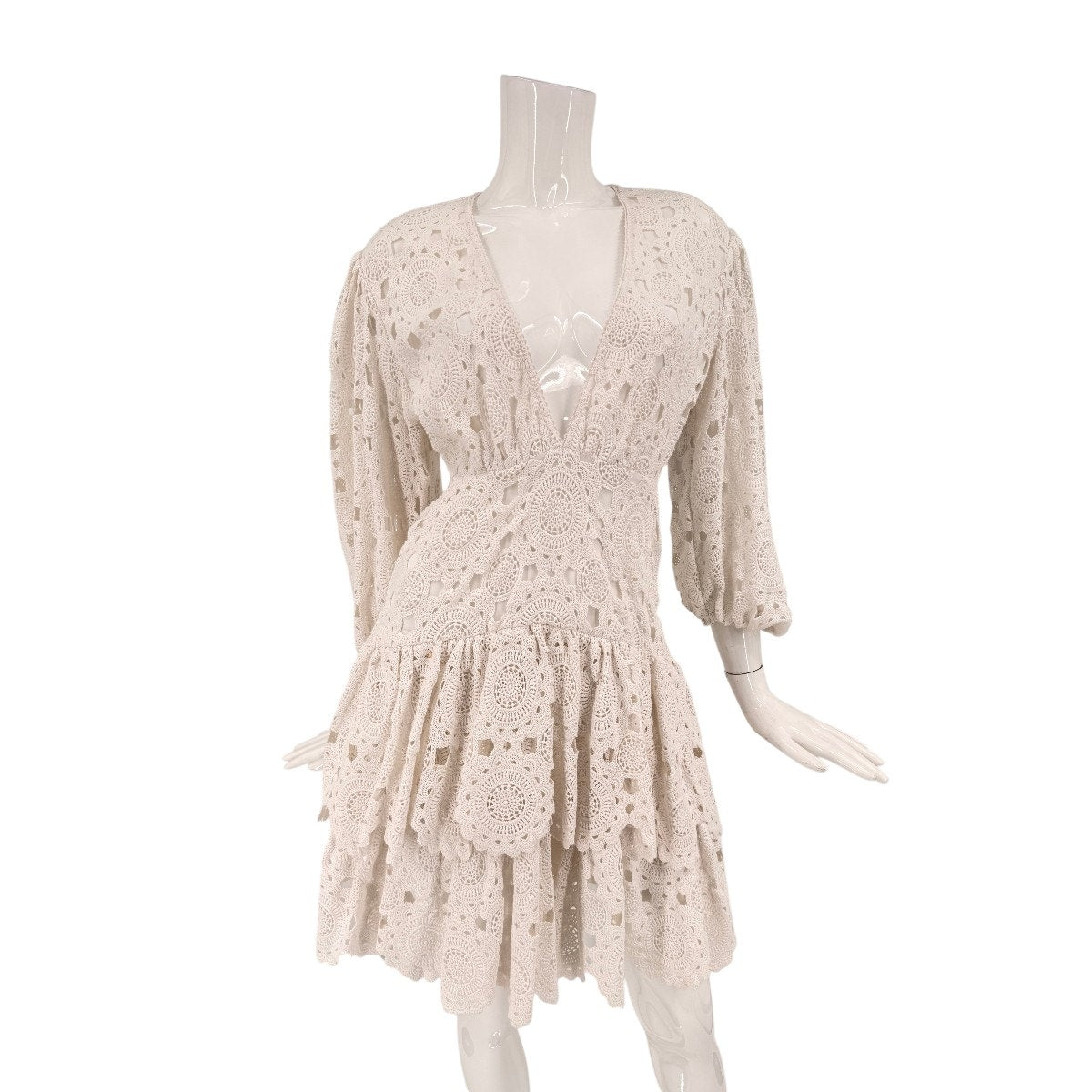 Maje Cotton Rivajia Embroidered Side Cutout Mini Dress White Women's Size 38