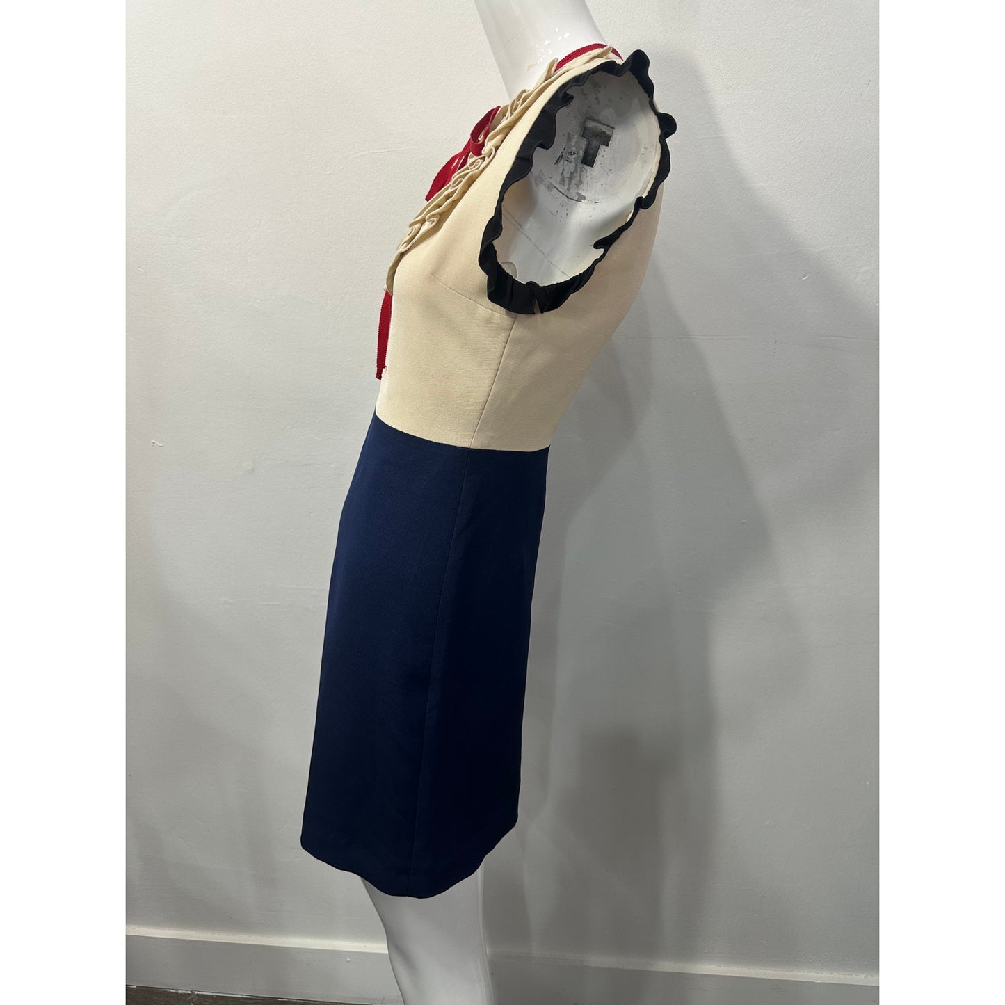 Gucci Silk Wool Ruffle-Trimmed Sleeveless Mini Dress Women's