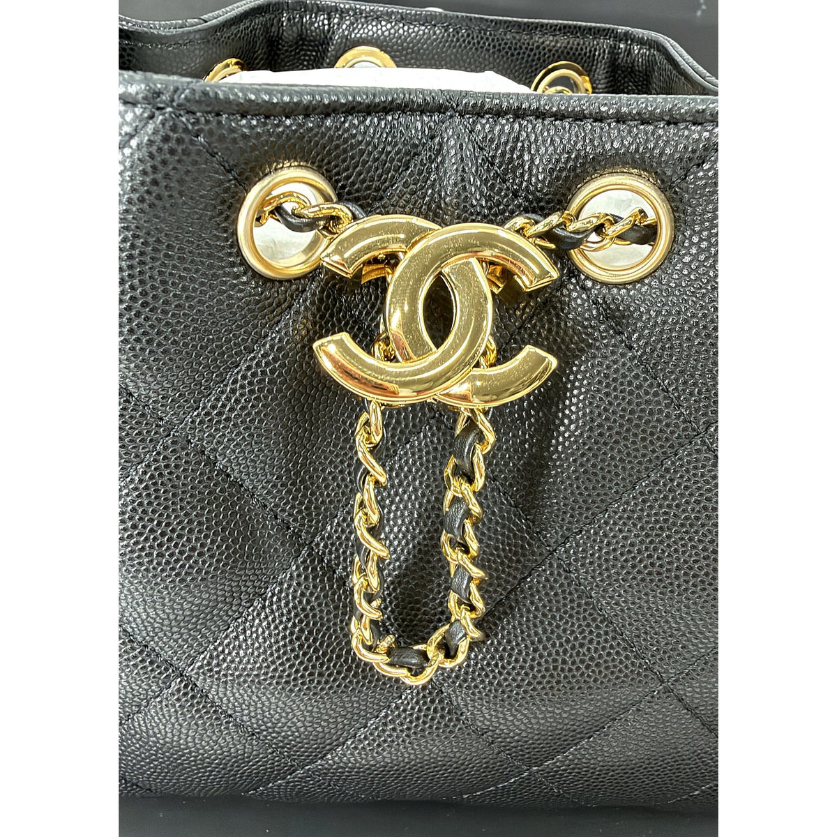 Chanel 25 Mini Black Caviar Gold Hardware Hobo Bag 26B AS5631 New Full Set