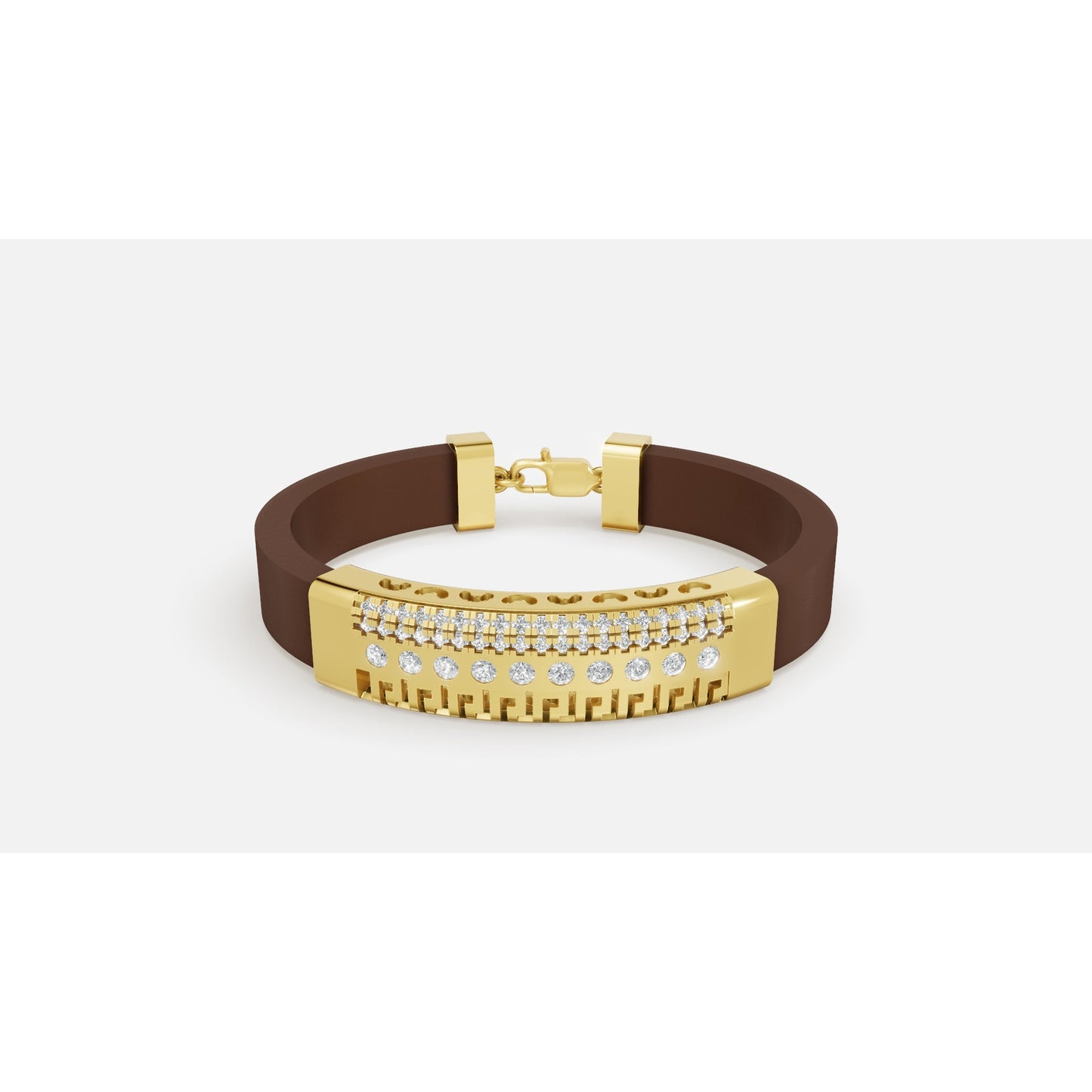 1.48 ctw Diamond Rubber Bracelet 14K Yellow Gold Men's Bracelet