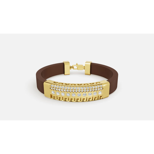 1.48 ctw Diamond Rubber Bracelet 14K Yellow Gold Men's Bracelet