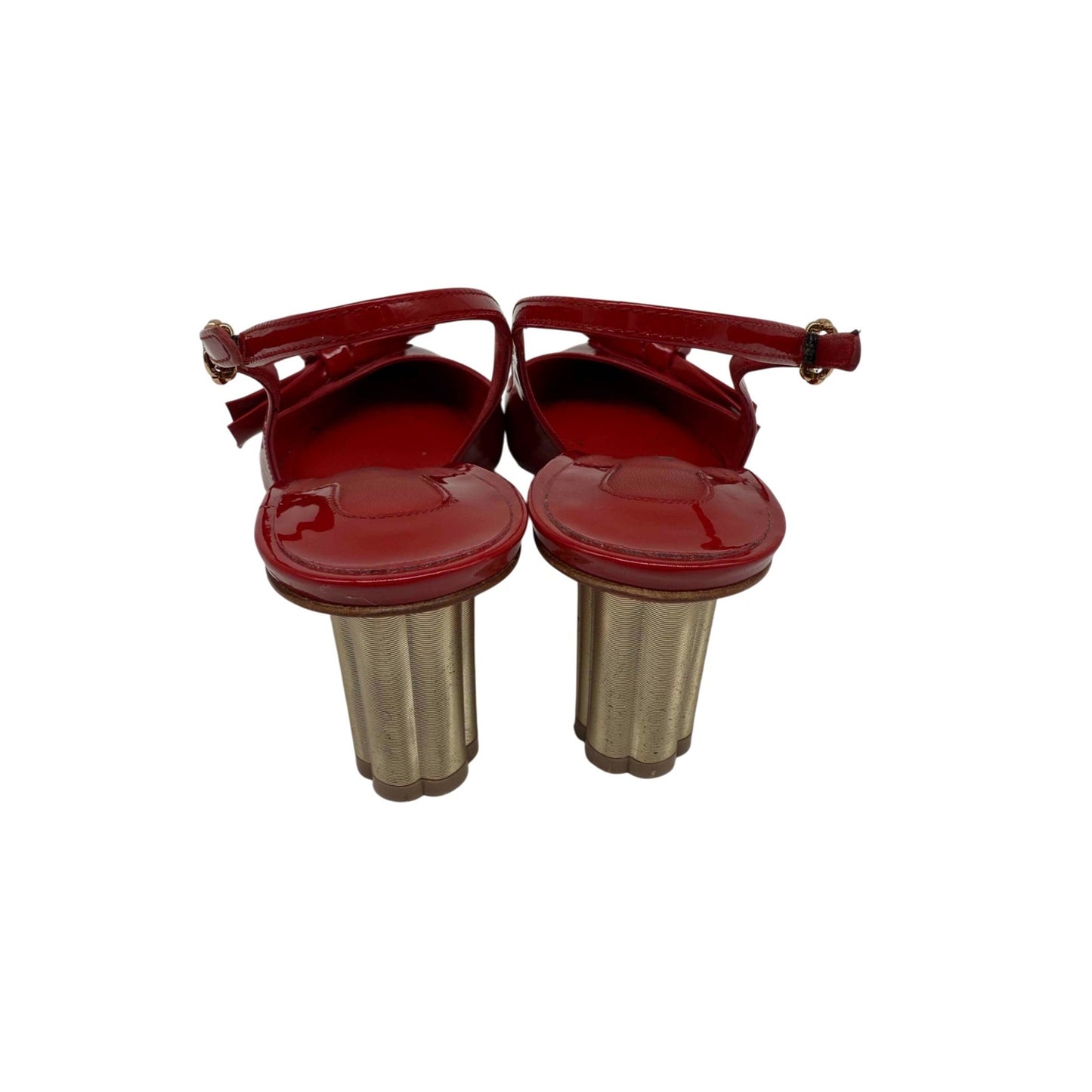 Salvatore Ferragamo Red Patent Leather Aulla Slingback Heels