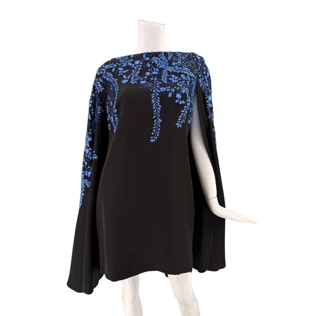 Tadashi Shoji Floral Embroidered Cape Sleeve Shift Mini Dress