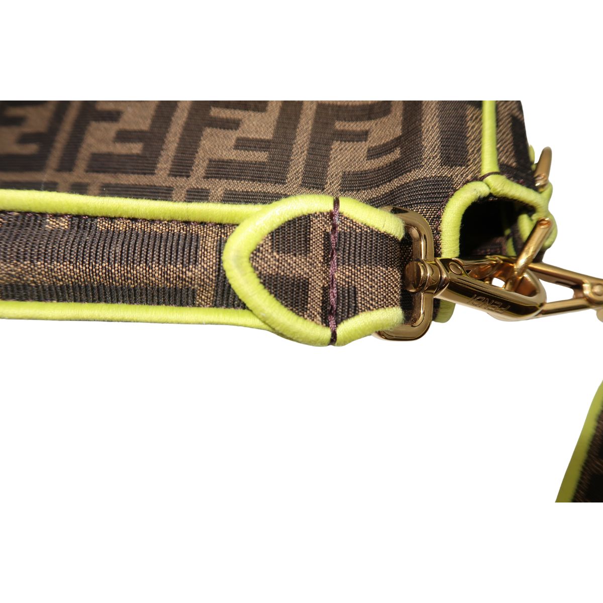 Fendi Zucca Embroidered FF Logo Canvas Baguette Shoulder Bag