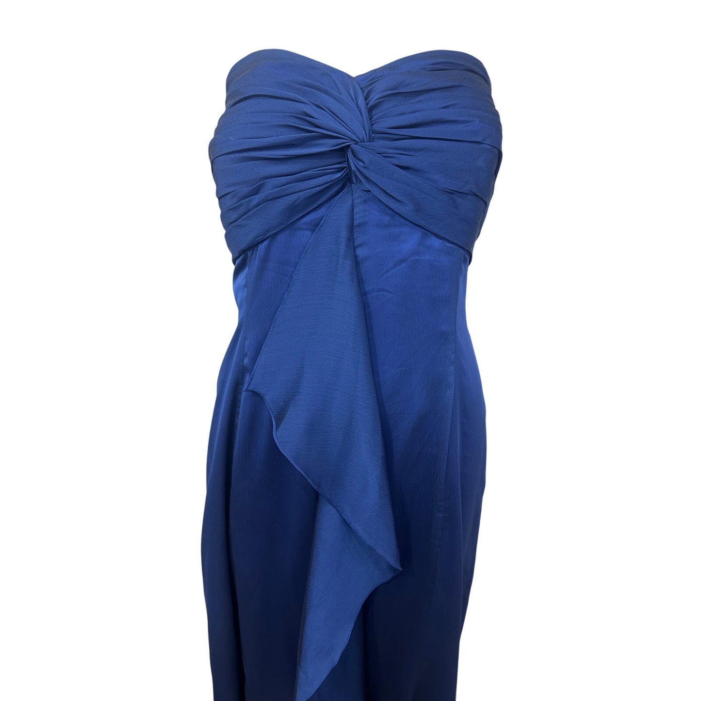 Belsoie Royal Blue Strapless Chiffon Ruched Formal Maxi Gown
