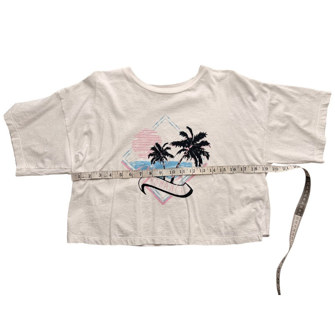 Saint Laurent White Young Romance Graphic Cropped T-Shirt Women's Size XS