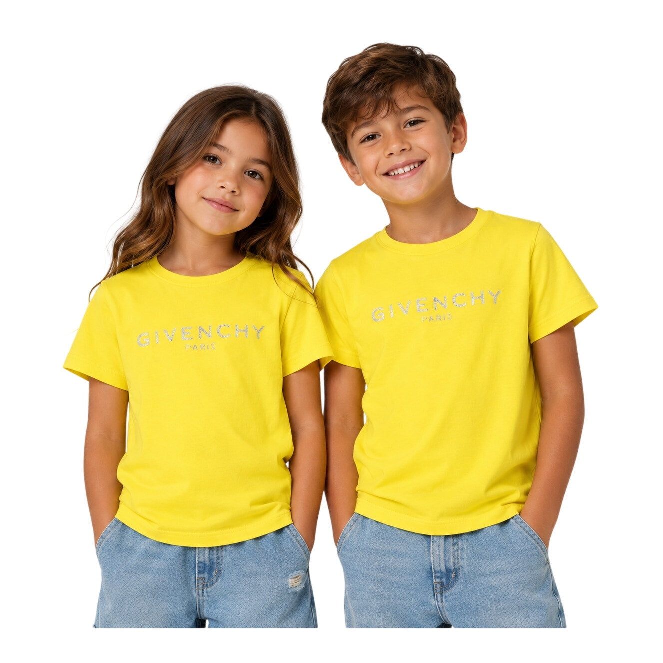 Givenchy Kids Yellow Logo Crew Neck Short Sleeve T-Shirt