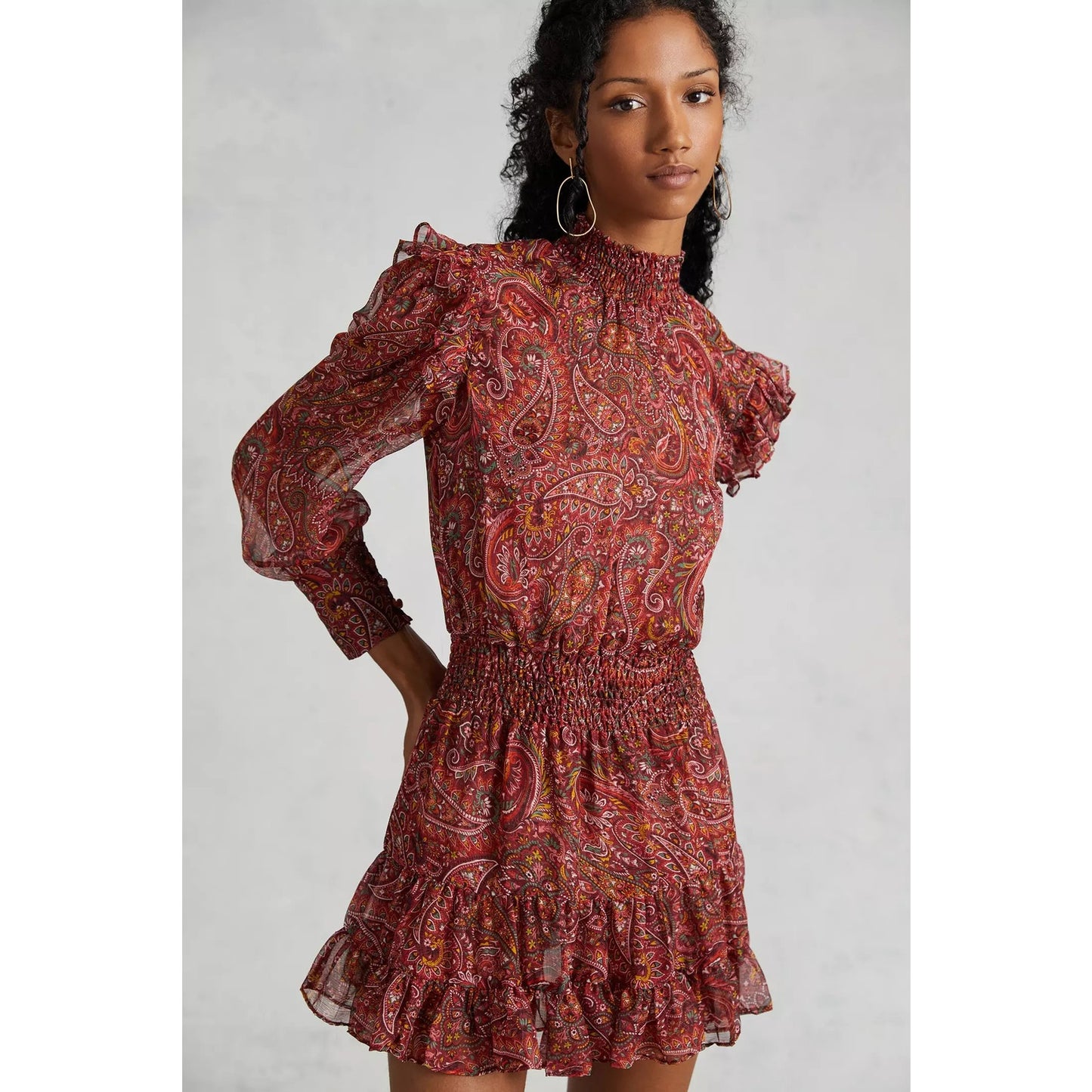 Misa Los Angeles Gianna Paisley Print Smocked Mini Dress Women's