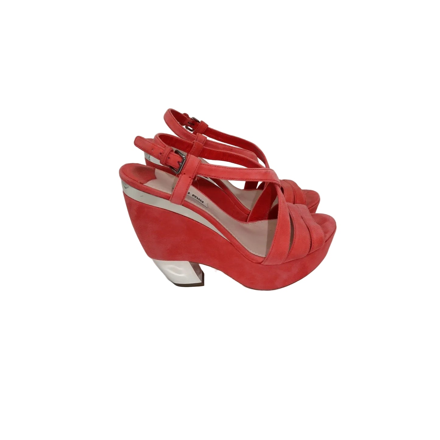Miu Miu Suede Open Toe Strappy Slingback Platform Sandals