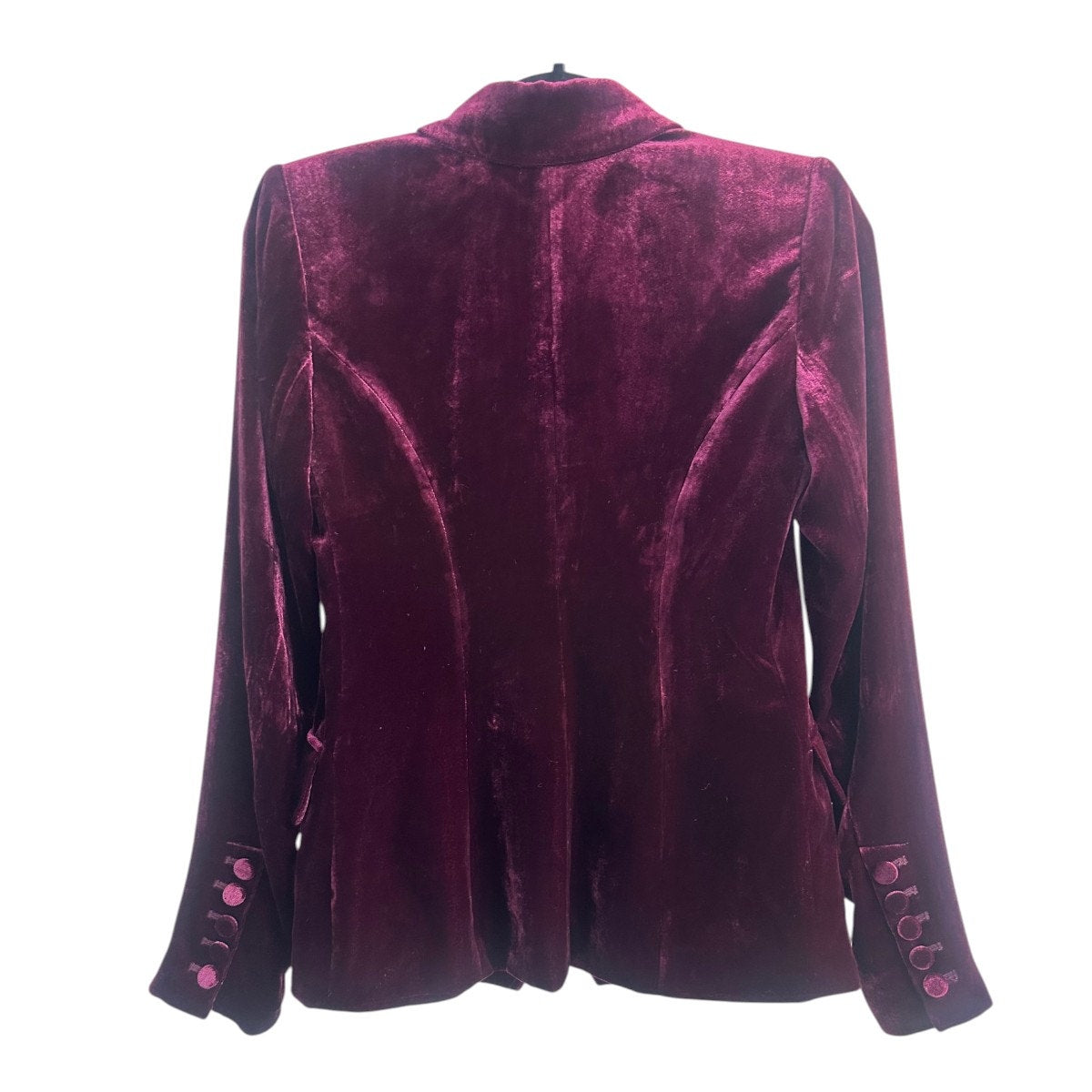 L'AGENCE Marie Silk Blend Double Breasted Velvet Blazer Dark Port
