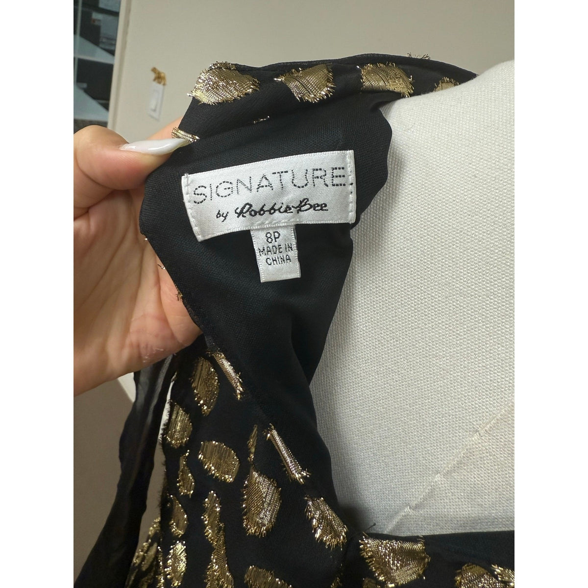 Signature by Robbie Bee Black Polka Dot Trapeze Dress